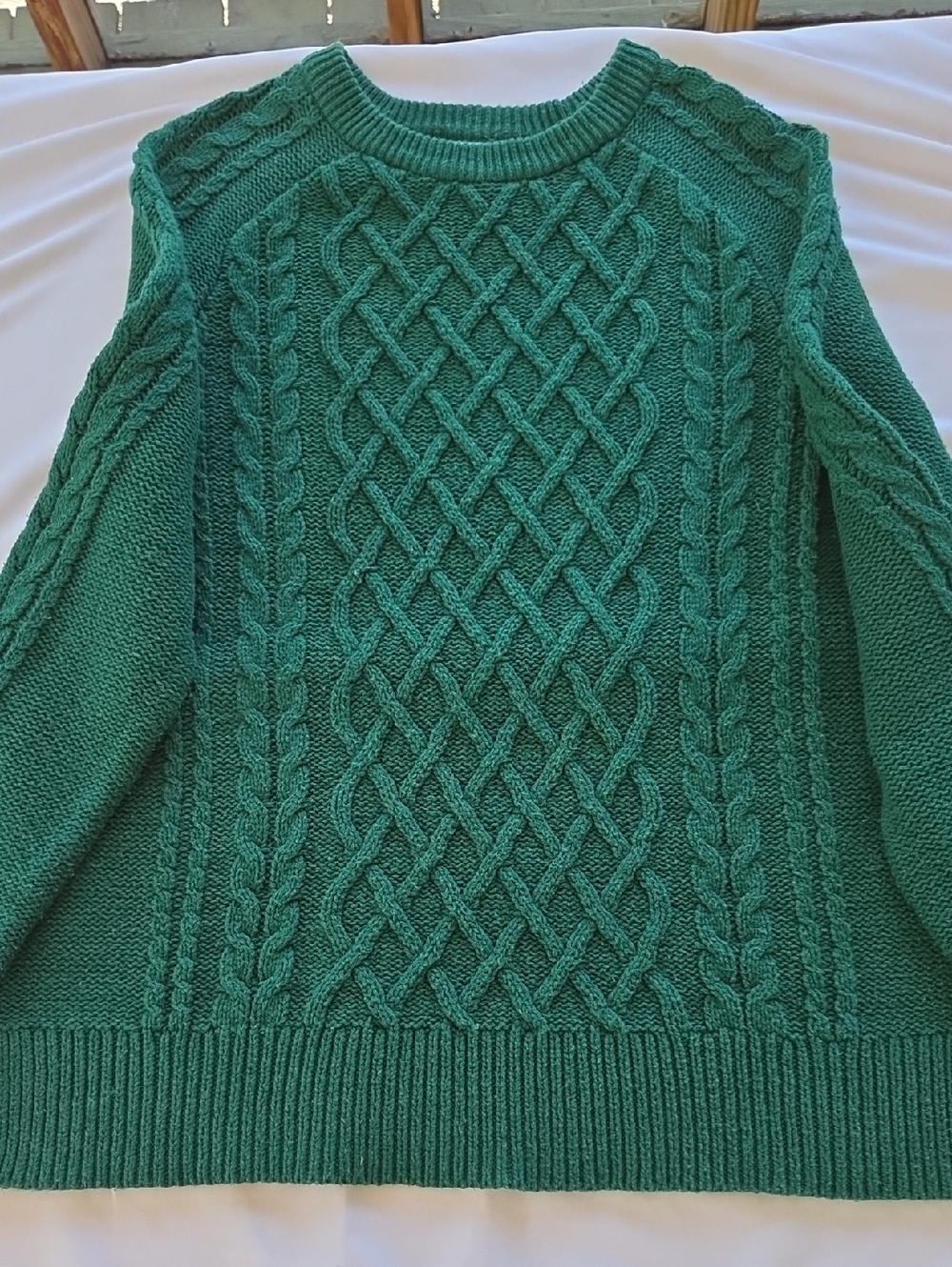 Old Navy Teal Green Cable-Knit Crewneck Sweater